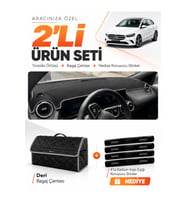 MERCEDES W247 B180 B CLASS (2019-2022) Uyumlu Torpido Örtüsü + Deri Bagaj Çantası Seti - Siyah Gri