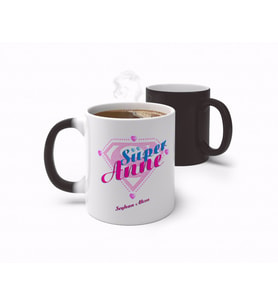 BK Gift Kişiye Özel Süper Anne Tasarımlı Sihirli Kupa Bardak-2 (Beyaz)