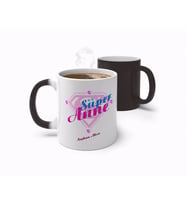 BK Gift Kişiye Özel Süper Anne Tasarımlı Sihirli Kupa Bardak-2 (Beyaz)