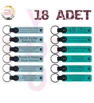 G Mavi & K Turkuaz, Fen Bilimleri Öğretmeninden Karne Hediyesi, 18’li Set, Mesajlı Deri Anahtarlık