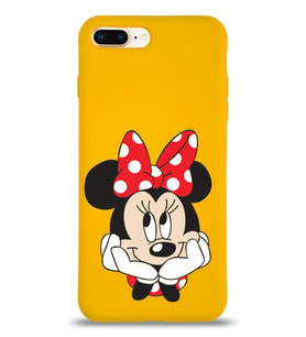 Apple iPhone 7 Plus Uyumlu Lansman Kılıf Minnie Mouse Tasarımlı Altı Kapalı İçi Kadife Kaplı  Kapak (Şeffaf)