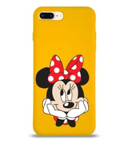 Apple iPhone 7 Plus Uyumlu Lansman Kılıf Minnie Mouse Tasarımlı Altı Kapalı İçi Kadife Kaplı  Kapak (Şeffaf)