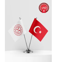 Hazine ve Maliye Bakanlığı İkili Masa Bayrağı Set - Saten Kumaş 1. Kalite