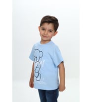 Toontoy Erkek Çocuk Ayıcık Baskılı Tişört (Mavi)