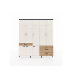 Arges Dolap 8 Raflı 4 Çekmeceli 3 Askılı 220x30x243 Antrasit-Aytaşı/Çam