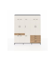 Arges Dolap 8 Raflı 4 Çekmeceli 3 Askılı 220x30x243 Antrasit-Aytaşı/Çam