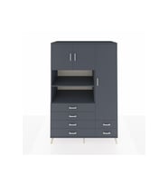 Kronos Dolap 9 Raflı 6 Çekmeceli 3 Kapaklı 132x59x195 Antrasit-Antrasit/Antrasit