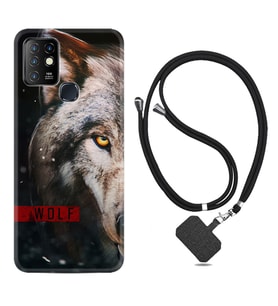 INFINIX Hot 8 9 10 11S Hot 10 Play 10T Kılıf Boyun Askılı Silikon Wolf Eyes 1758