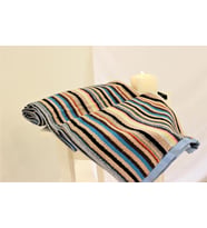 Ender Home 70x140 Rengarenk İplik Boya Bordürlü Bukle Banyo Havlusu Mavi