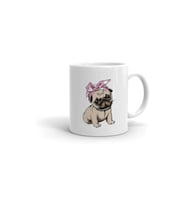 Pembe Kurdeleli Pug Baskılı Kupa/bardak