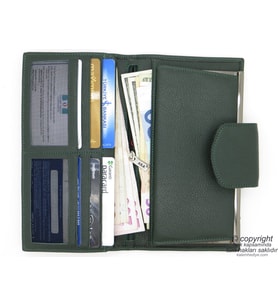 Hakiki Deri Cüzdan  İsme Özel Cüzdan  19,5x11  TM 870-6 Hediyelik Cüzdan (Siyah-Gri)