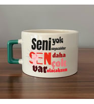 Seni Yok Sayacaklar Baskılı Kadınlar Günü Yeşil Kulplu C Fincan