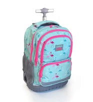 Coral High Kids Flamingo Desenli, Su Yeşili Renkli, İki Kademeli Çekçekli, Sırt Ve Okul Çantası 24022
