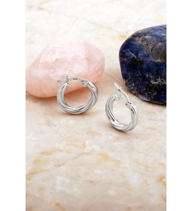 17 Mm Burgu Rodyumlu Gümüş Halka Küpe 7115
