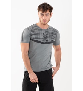 Maraton Active SlimFit Erkek Bisiklet Yaka  Kısa Kol Koşu Gri T-shirt 821080