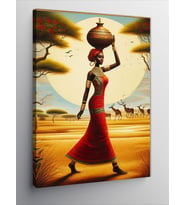 Kanvas Tablo Su Taşıyan Afrikalı Kadın
