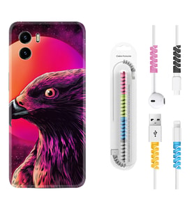 Vivo Y15S Y32 Y33S Y51 Y53S Kılıf Kablo Koruma Spiral Silikon Red Eagle 1752