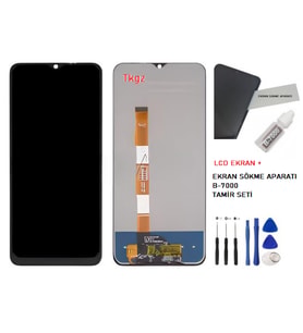 Tkgz - Vivo Y16 Uyumlu Lcd Ekran Dokunmatik Servis + B-7000 + TAMİR SETİ