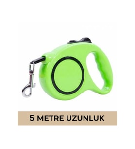 Makaralı Köpek Gezdirme Tasması Yeşil Siyah 5mt