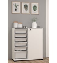 Rüya No.4 Modern Kullanışlı Beyaz Geniş Kapaklı Çok Amaçlı Sepetli Dolap