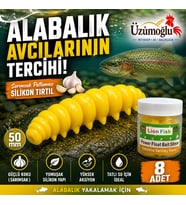 Üzümoğlu Sarımsak Aromalı Silikon Tırtıl 50mm 8 Adet Alabalık Yemi