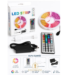 Kalemhane 5 Metre 44 Tuşlu Üç Çipli Şerit Led Kumandalı Adaptörlü