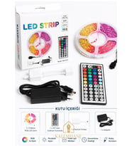 Kalemhane 5 Metre 44 Tuşlu Üç Çipli Şerit Led Kumandalı Adaptörlü
