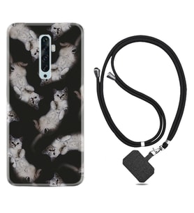Oppo Reno 2Z 4 Lite 4 Pro 5 6 7 A31 Kılıf Boyun Askılı Silikon Sevimli Kedicikler 1785