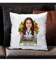 Kişiye Özel Hediye Karikatürlü En İyi kadın Diyetisyen Yastık