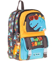 Kaukko Kids Dört Bölmeli Erkek Çocuk Dinazor Roar Some Baskılı Sarı - Mavi Okul Sırt Çantası - L5394