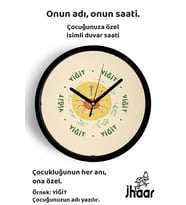 İsme Özel Tropikal Yengeç Motifli Çocuk Odası Duvar Saati Orta Boy 30 cm Siyah Camlı Sessiz