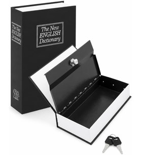 Kitap Görünümlü Gizli Kasa, Anahtarlı Kilitli Saklama Kutusu, Ev ve Ofiste Değerli Eşyaları Düzenli Saklamak İçin, 180 x 115 x 55 mm
