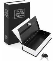 Kitap Görünümlü Gizli Kasa, Anahtarlı Kilitli Saklama Kutusu, Ev ve Ofiste Değerli Eşyaları Düzenli Saklamak İçin, 180 x 115 x 55 mm