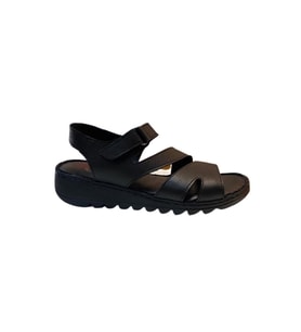 Neon AKM-098 Kadın Siyah Hakiki Deri Sandalet