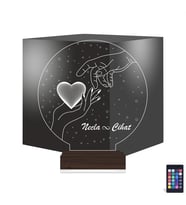 Luvivia Sevgiliye Hediye Kalp Elele Kişiye Özel 3D Lamba - Masa Gece Lambası