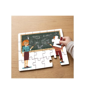 Öğretmenler - Sınıf Tahtası Tasarımlı 24 Parça Ahşap Çocuk Puzzle MPK0824