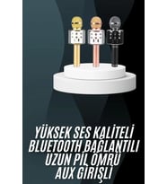 Karaoke Mikrofon Bluetooth Bağlantılı Aux Girişli Uzun Pil Ömrü Yüksek Ses Kaliteli