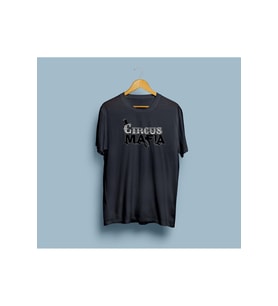 Oversize Circus Mafia Baskılı Unisex T-shirt (Siyah)