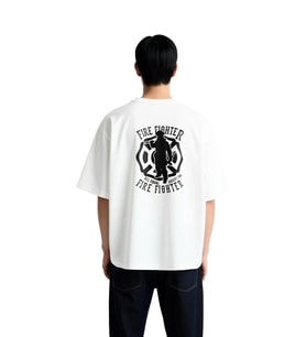 Erkek Oversize İtfaiyeci Teması Baskılı Tişört Vintage Stil Fedakarlık Mesajı Günlük Rahat Modern