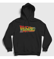 Presmono Unisex Kırmızı Logo Film Geleceğe Dönüş Back To The Future Kapüşonlu Sweatshirt 243452tt (Siyah)