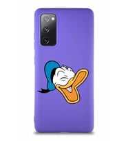 Samsung Galaxy S20 FE Soft Premier Kapak Donald Duck-E Tasarımlı Silikon Kılıf - Mor (Şeffaf)