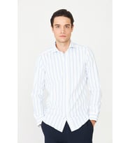 Mavi Çizgili Uzun Kollu Gömlek Slim Fit