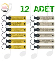 Sarı & Sütlü Kahve, 12’li Set, Kişiye Özgü Yazılı Deri Hatıra, Bebek Mevlüdüne Anlamlı Armağan