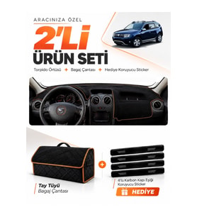 e-biz DACİA DUSTER 1.NESİL MAKYAJLI (2013-2017) Torpido + Tay Tüyü Çanta - Siyah-Kahverengi - DA009