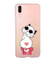 Huawei P20 Uyumlu Kapak Coolcat Tasarımlı Şeffaf Silikon Kılıf