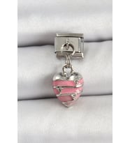 Mey İthalat® 316L Çelik Gümüş Renk Pembe Kalp Model Nomination Charm
