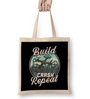 Build Crash Repeat Funny Drone Pilot Flying Pun Bez Çanta Uzun Saplı