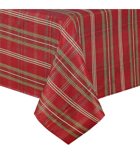 Home Fashions Parıltılı Ekose Tatil Kumaş Masa Örtüsü, 152,4 cm x 365,8 cm, Kırmızı