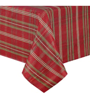 Home Fashions Parıltılı Ekose Tatil Kumaş Masa Örtüsü, 152,4 cm x 365,8 cm, Kırmızı