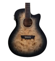 Washburn DFBACEB Deep Forest Burl Ace Black Fade Elektro Akustik  Şık Siyah Fade Cila Gelişmiş Elektronikler